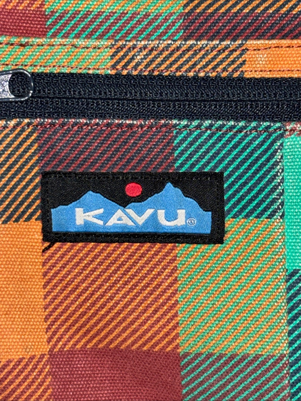 Kavu Plaid Crossbody Bag in Teal, Orange & Burgundy EUC